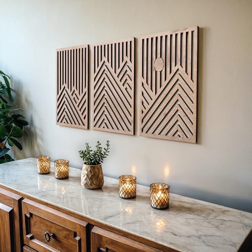 QMMP Modern Wooden Wall Sculptures Set of 3