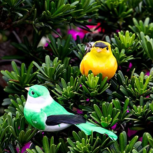 Threan 5 Pack Artificial Birds Decor for Christmas Halloween