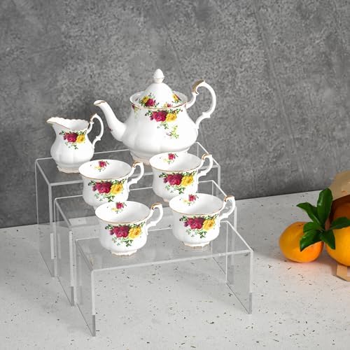 3pcs 9x95x10 Inch Clear Acrylic Display Risers Shelf