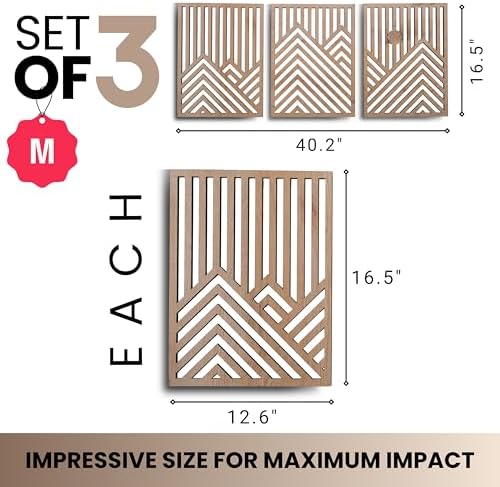 QMMP Modern Wooden Wall Sculptures Set of 3