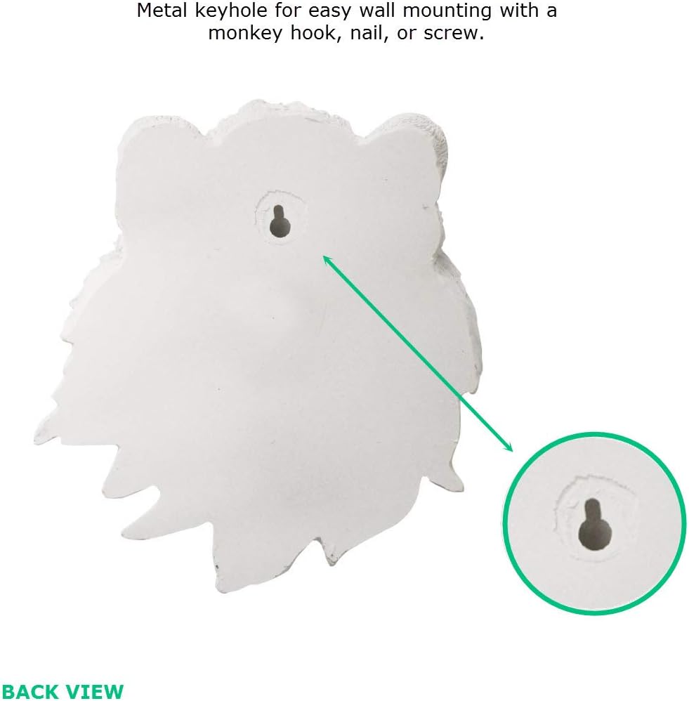 WALL CHARMERS Mini White Faux Lion Head Wall Decor