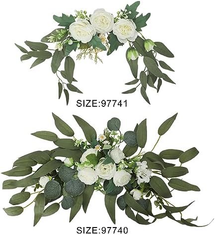 MOTUZP 157 Inch White Floral Swag Door Decor