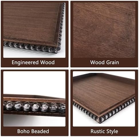 FramePro Decorative Tray 12x16 Brown Wood Beaded