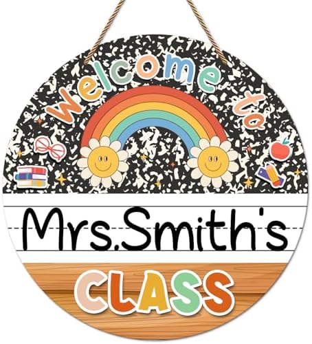 Welcome Classroom Door Sign with Rainbow Design