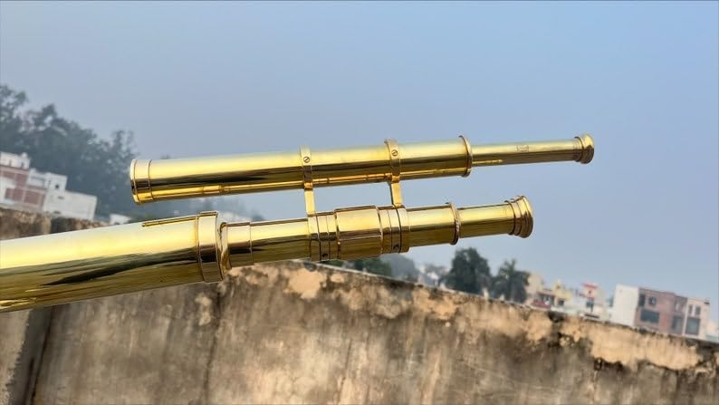 Handmade Nautical Double Barrel Telescope with Tripod