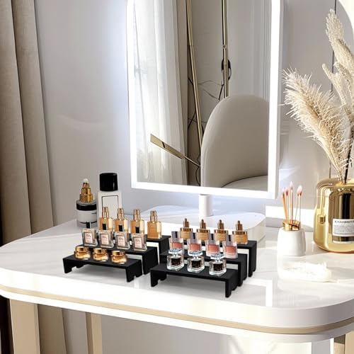 Yikaroeli 3 Tier Wooden Display Stand 6 Piece Black Risers