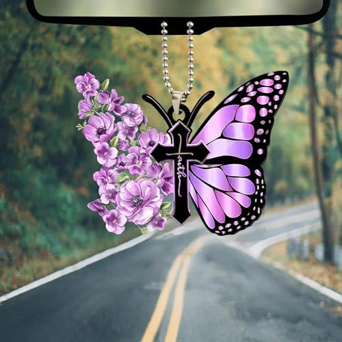 Butterfly Car Hanging Ornament Purple