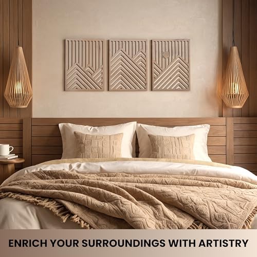 QMMP Modern Wooden Wall Sculptures Set of 3