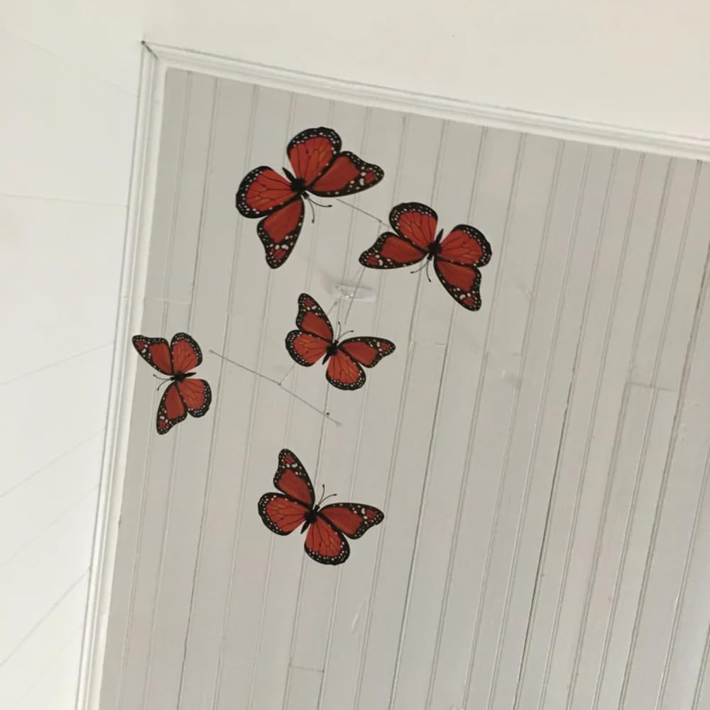 Five Red Butterfly Wall Decor Mobile 17W x 27H