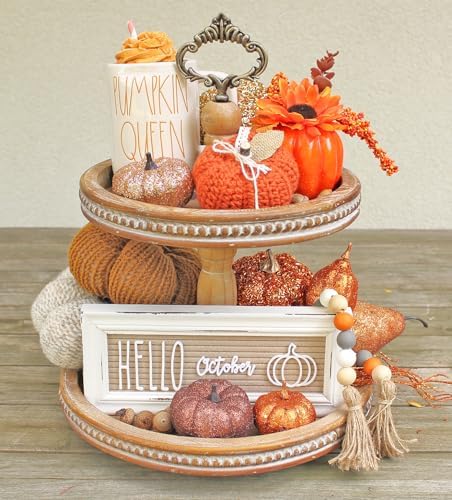 2 Tiered Wooden Serving Stand with Custom Handles