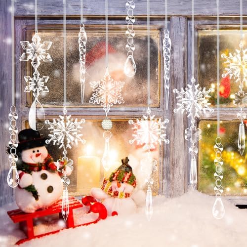 18pcs Crystal Snowflake Christmas Ornaments Set