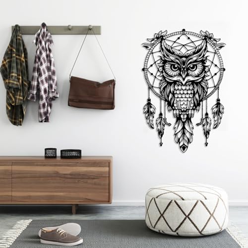 SZI Owl Dreamcatcher Metal Wall Art 24x16 Inch