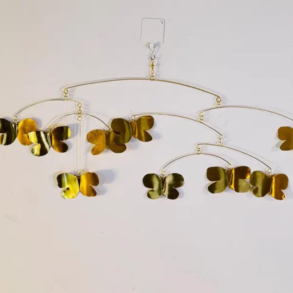 Pure Brass Butterflies Mobile 23x10 Hanging Decor