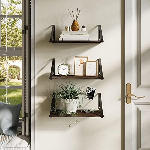 BAMEOS Floating Shelf Rustic Wood Wall Shelf Small Bookshelf