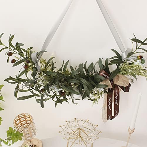 Artificial Olive Swag with Cotton and Ribbon Bow