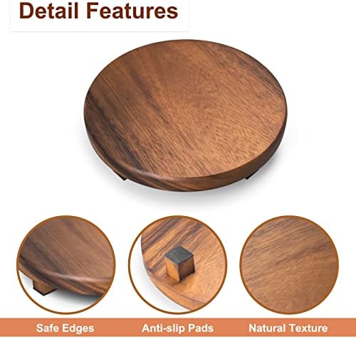 Walnut Wood Pedestal Stand for Kitchen Counter and Decor