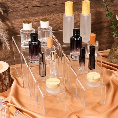 8 Pcs Square Acrylic Display Risers for Jewelry and Gift Displays