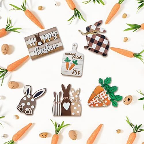 Easter Bunny Tiered Tray Decor Set 6 Pcs