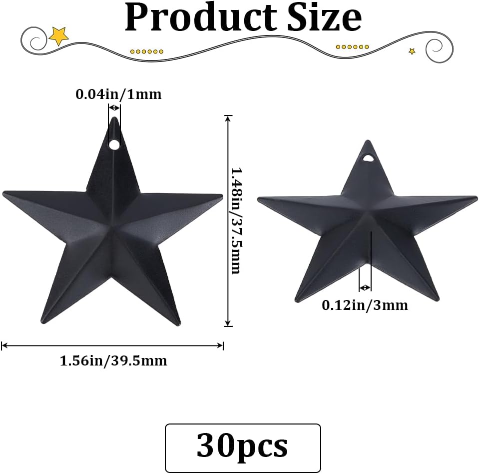 GORGECRAFT 30PCS Black Metal Star Decor Wall Hanging