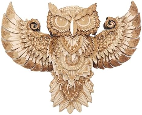 Wood Owl Wall Decor Sculpture Rustic Design