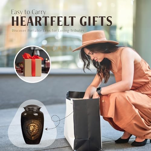 Jagasy Classic Large Cremation Urn with Regal Lion Design