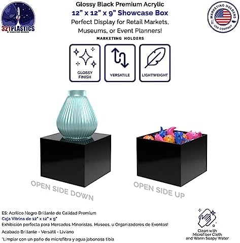 Black Acrylic Retail Display Box 12x12x9