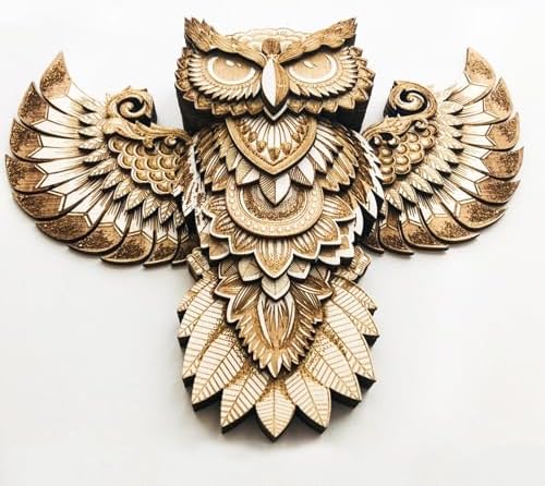 Wood Owl Wall Decor Sculpture Rustic Design