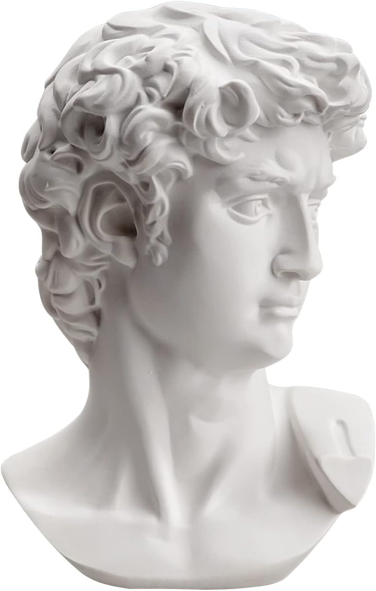 Michelangelos David Bust Statue 6 Inch White