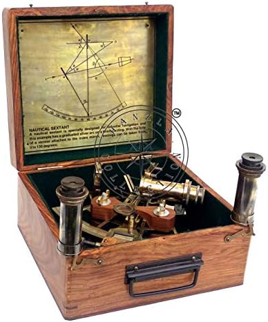 Maritime Brass Henry Barrow Sextant With 2 Telescopes