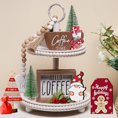 GenMous Farmhouse 2 Beaded Tiered Tray Stand