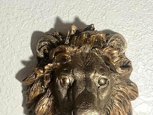 Decorative Lion Head Wall Sculpture Bronze Finish