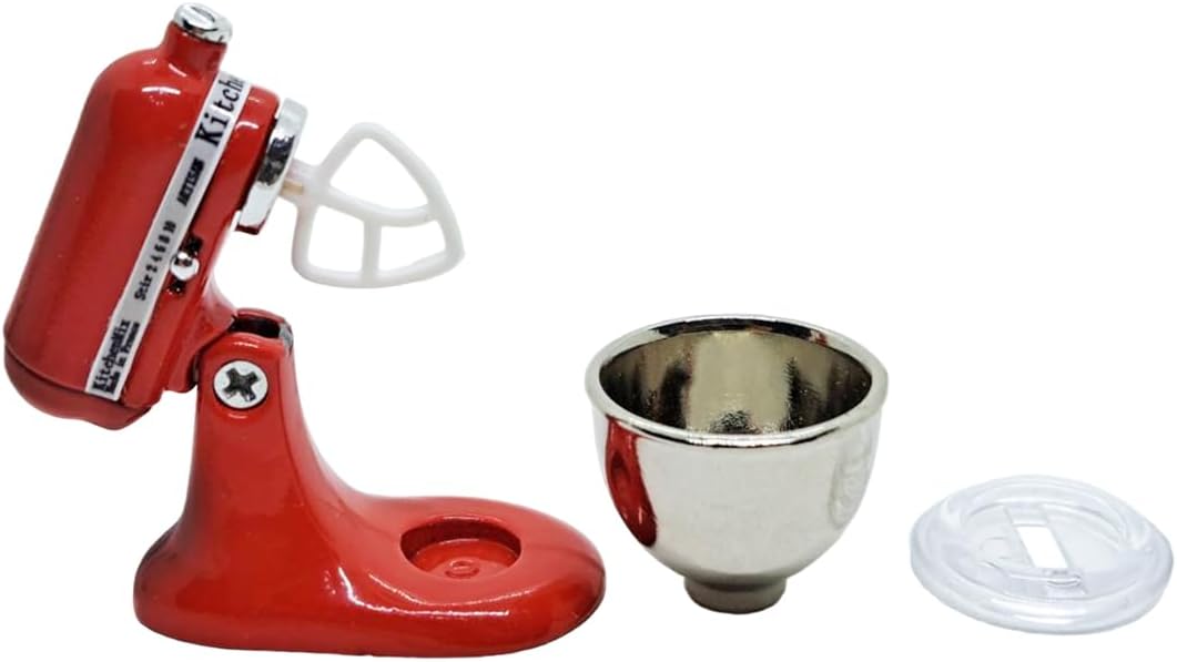ChangThai Design Tiny 1 Inch High Red Bread Dough Mixer Figurine