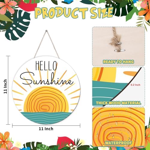 Hello Sunshine Wooden Door Hanging Sign for Summer