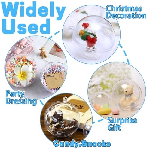 25 Set Clear Plastic Fillable Ornaments for DIY Decor