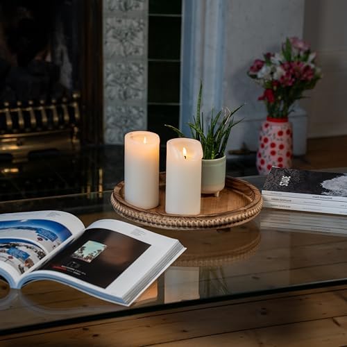 Round Wood Tray for Centerpiece Decorations