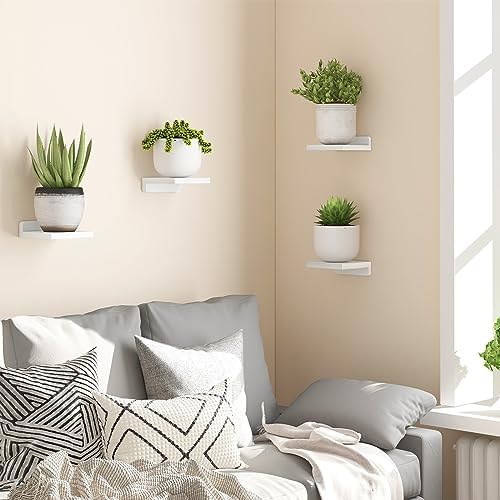 Fixwal Floating Shelves Set of 4 White 5x5 Inches