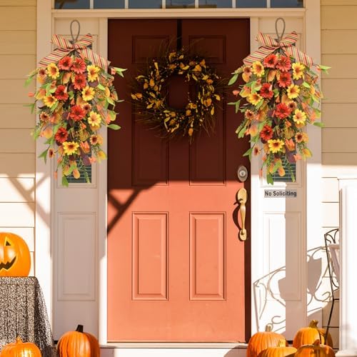 Fall Sunflower Swag Decorations 2Pcs Artificial Home Decor