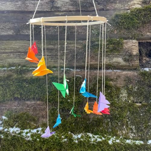 Rainbow Handmade Origami Butterfly Mobile 9W x 30H