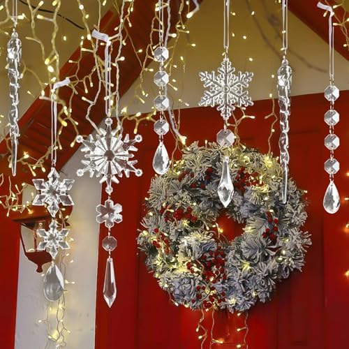 18pcs Crystal Christmas Ornaments Set for Tree Decorations