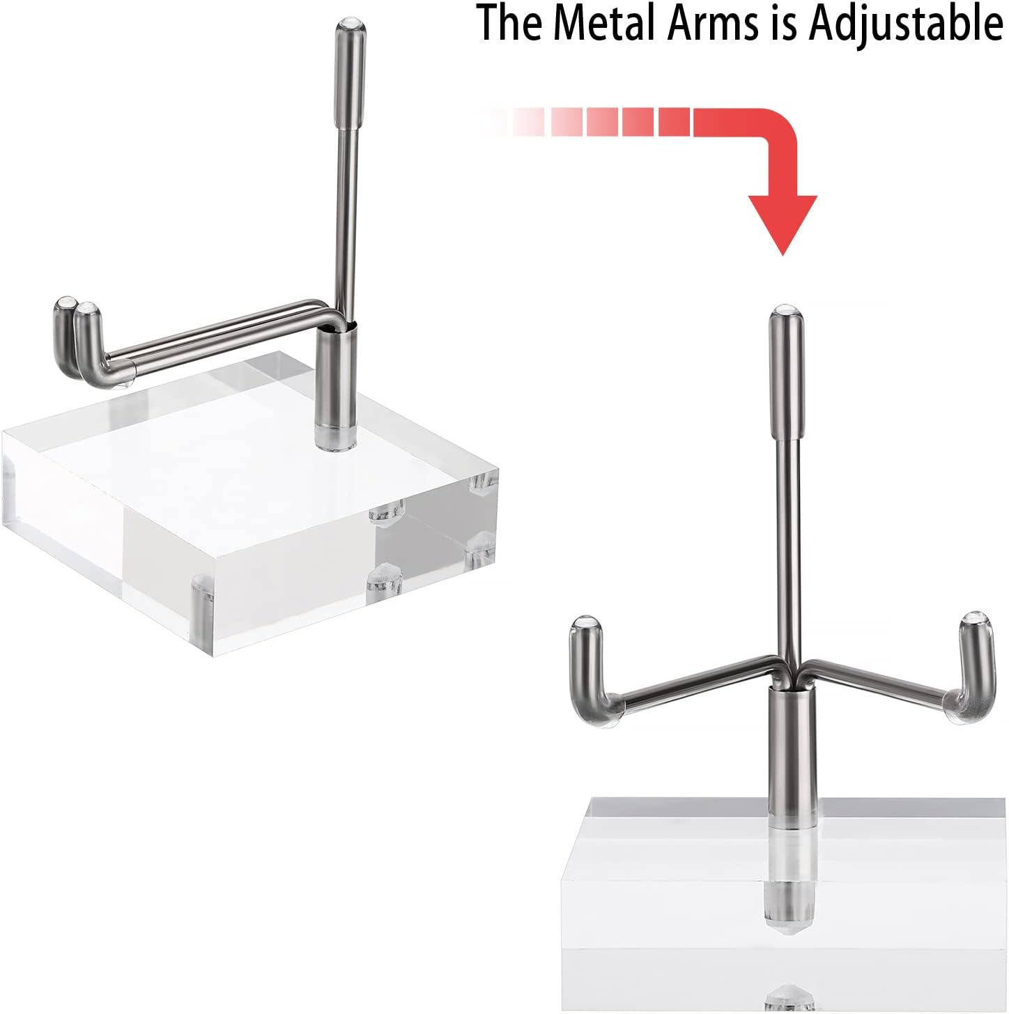 Hipiwe 2 Pcs Clear Acrylic Display Stand Holder with Adjustable Metal Arms Easel