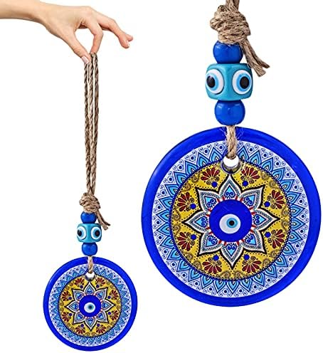 YU FENG Large Turkish Nazar Evil Eye Mandala Glass Bead Wall Hanging Ornament