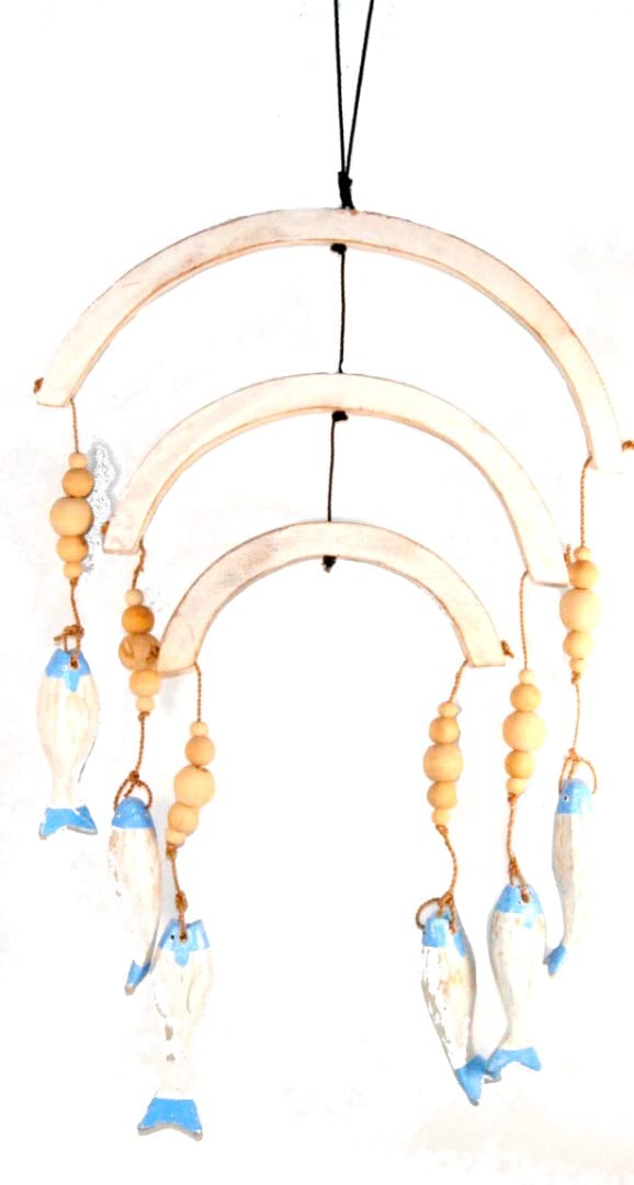 Fair Trade Driftwood Fish Mobile 3 Layer Blue