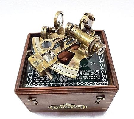 Antique Brass Sextant with Wooden Box
