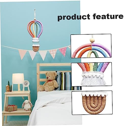 Neroyaner Rainbow Macrame Hot Air Balloon Wall Decor