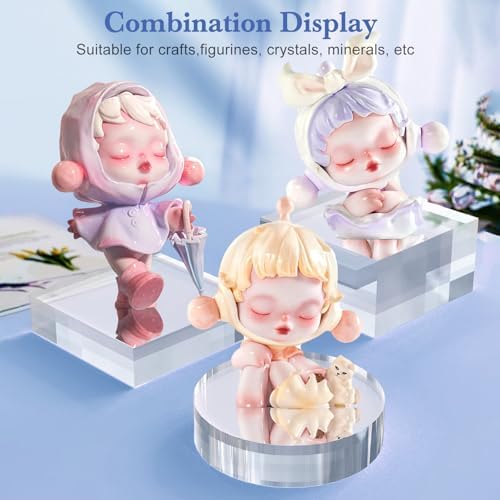 SAMYUCHO Acrylic Display Blocks 4 Pcs Clear Cube Riser Stand