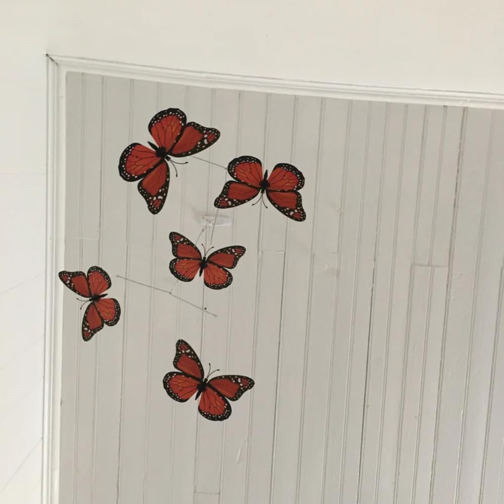 Five Red Butterfly Wall Decor Mobile 17W x 27H