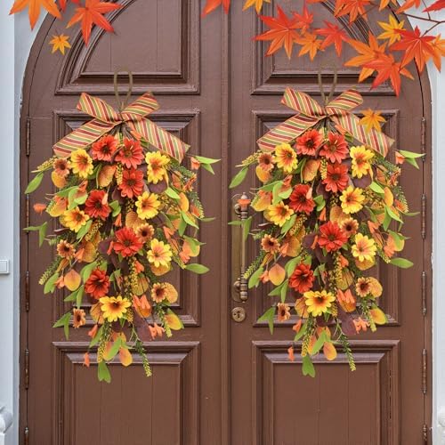 Fall Sunflower Swag Decorations 2Pcs Artificial Home Decor