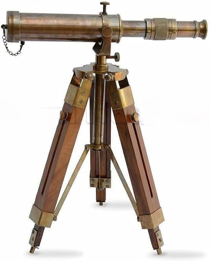 Antique Brass Telescope with DF Lens and Tripod Stand
