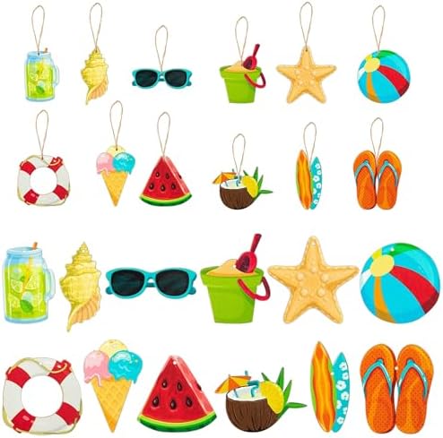 Summer Wooden Hanging Ornaments Set