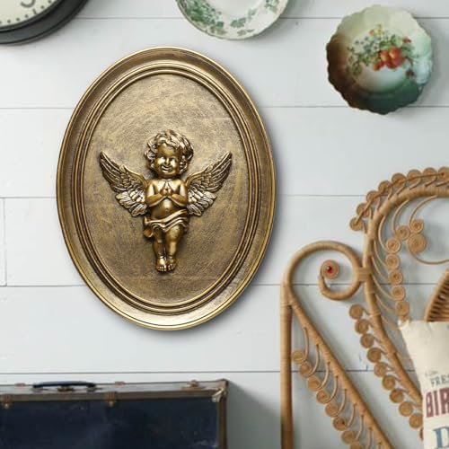 Vintage Cherub Wall Sculpture with Embossed Design